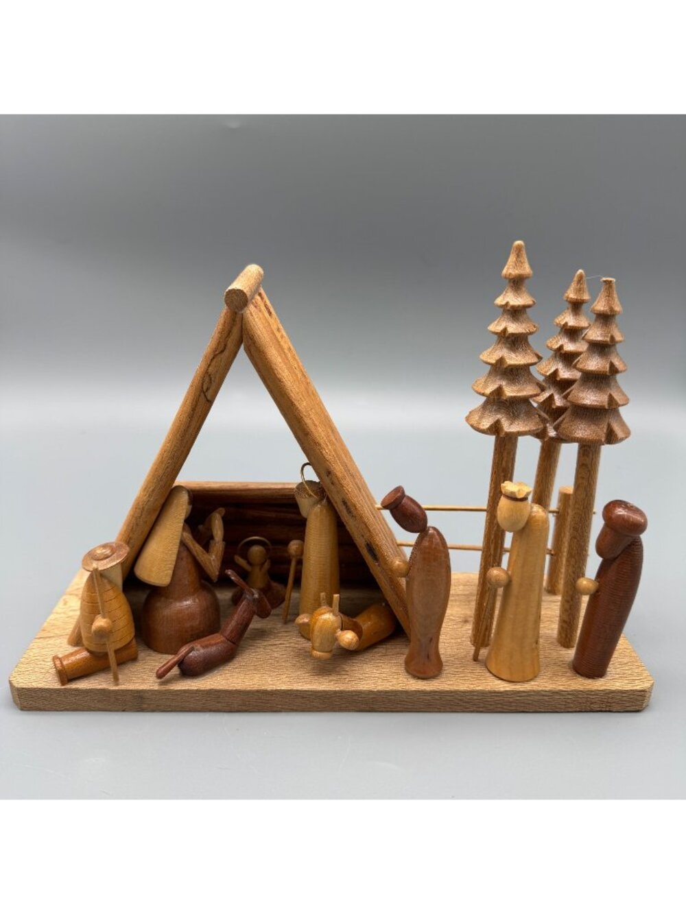 Vintage Nativity Creche Manger Wood Christmas Holiday Minimalist Jesus
